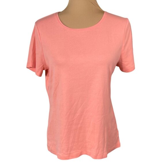 Talbots Factory T-Shirt Light Peach L Large Cotton Short Sleeve Crew Neck - Picture 1 of 5